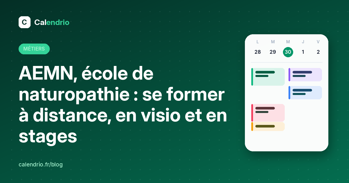 Couverture : AEMN, école de naturopathie, se former à distance, en visio et en stages