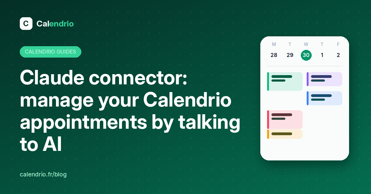 Calendrio in Claude’s connectors directory, managing appointments by talking to AI