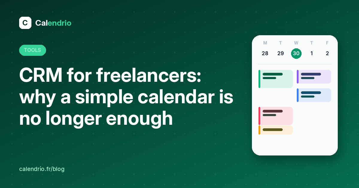 Cover: CRM for freelancers, with an illustrated weekly calendar