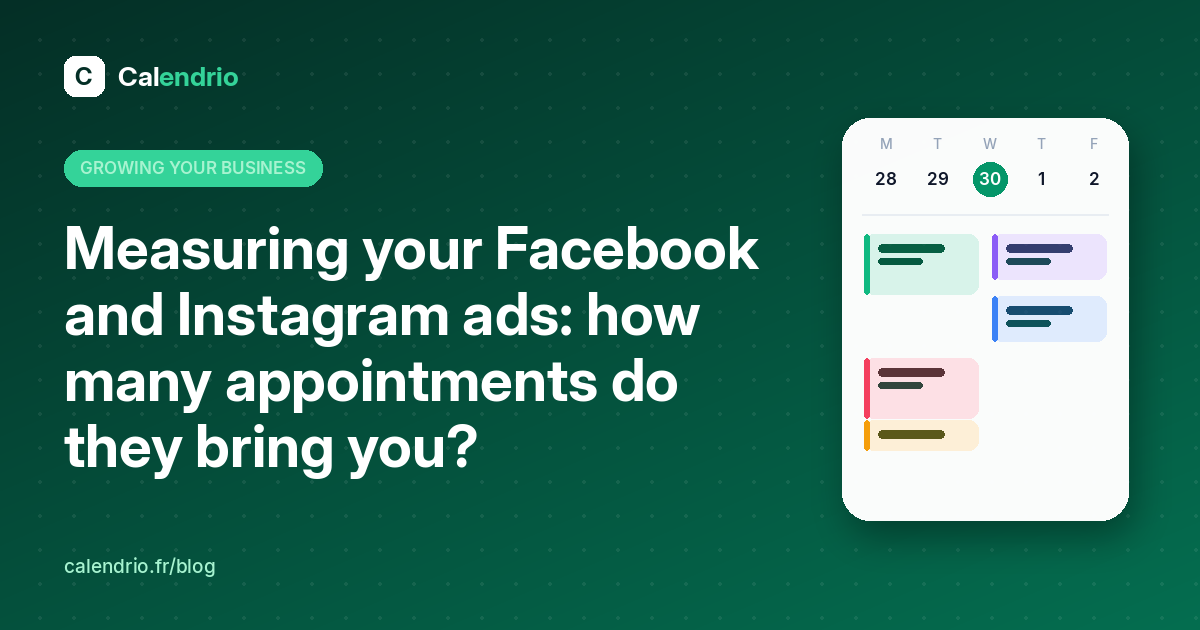 Article cover: the title “Measuring your Facebook and Instagram ads” next to a weekly calendar