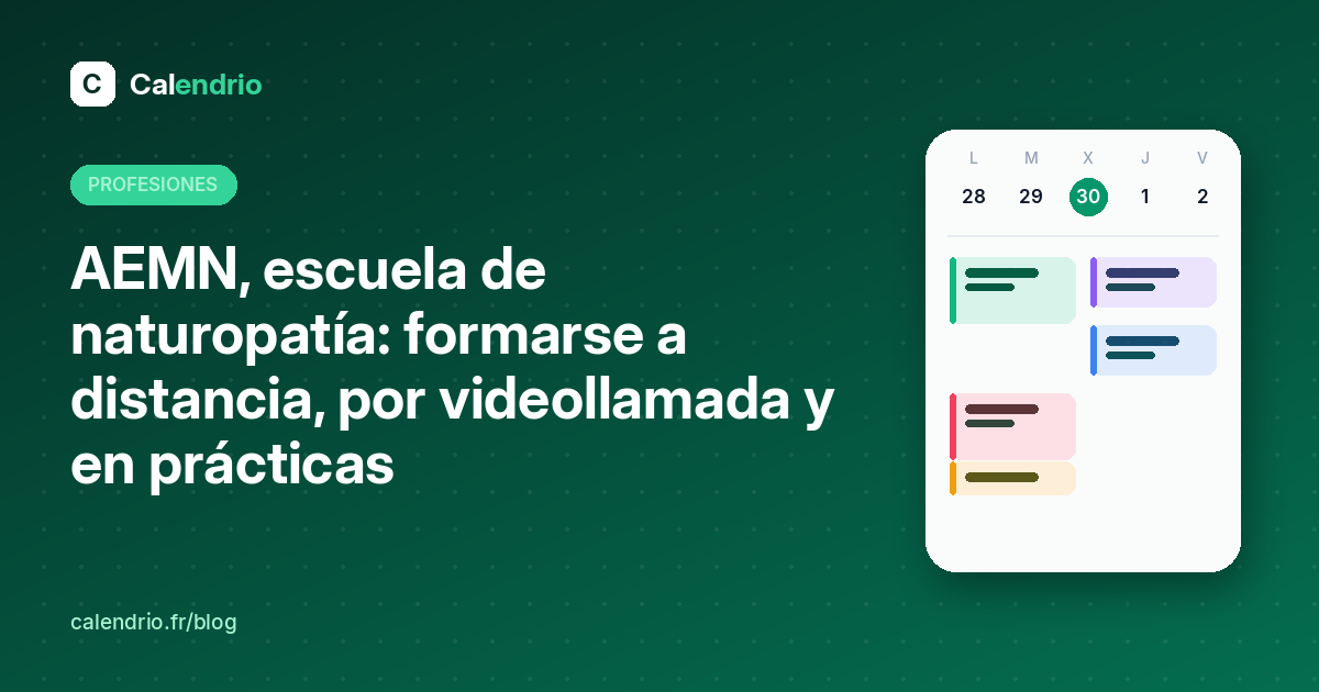 Portada: AEMN, escuela de naturopatía, formarse a distancia, por videollamada y en prácticas