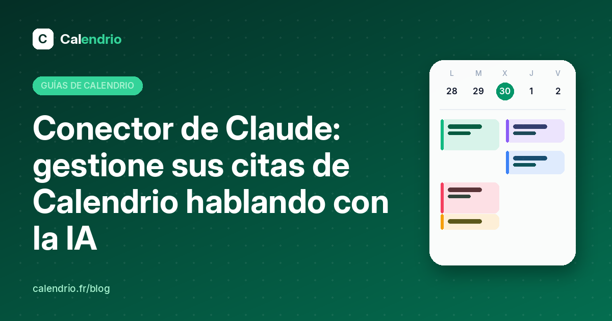 Calendrio en el directorio de conectores de Claude, gestionar sus citas hablando con la IA