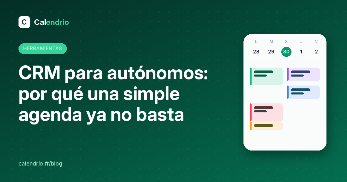 Portada: CRM para autónomos, con una agenda semanal ilustrada