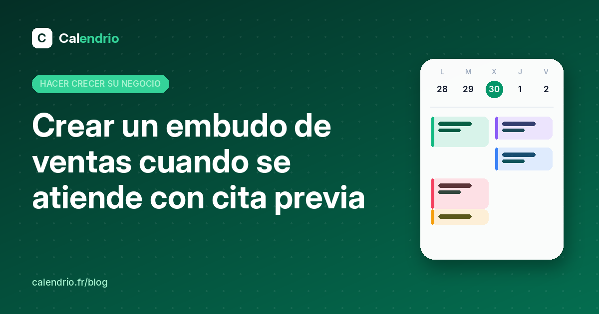 Portada del artículo: título «Crear un embudo de ventas» junto a una agenda de la semana
