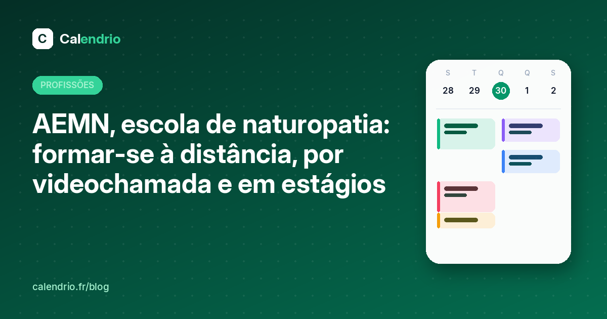 Capa: AEMN, escola de naturopatia, formar-se à distância, por videochamada e em estágios