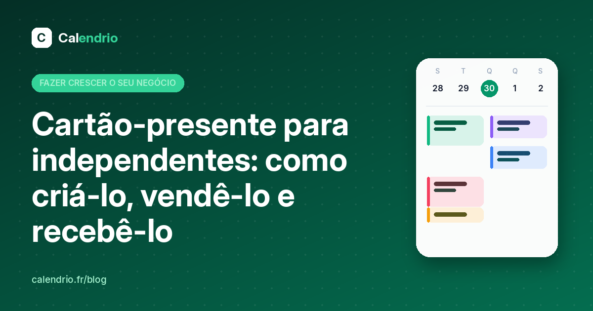 Capa: cartão-presente para independentes, criar, vender e receber, com uma agenda semanal ilustrada