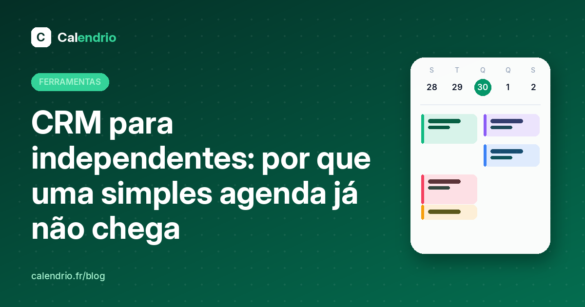 Capa: CRM para independentes, com uma agenda semanal ilustrada