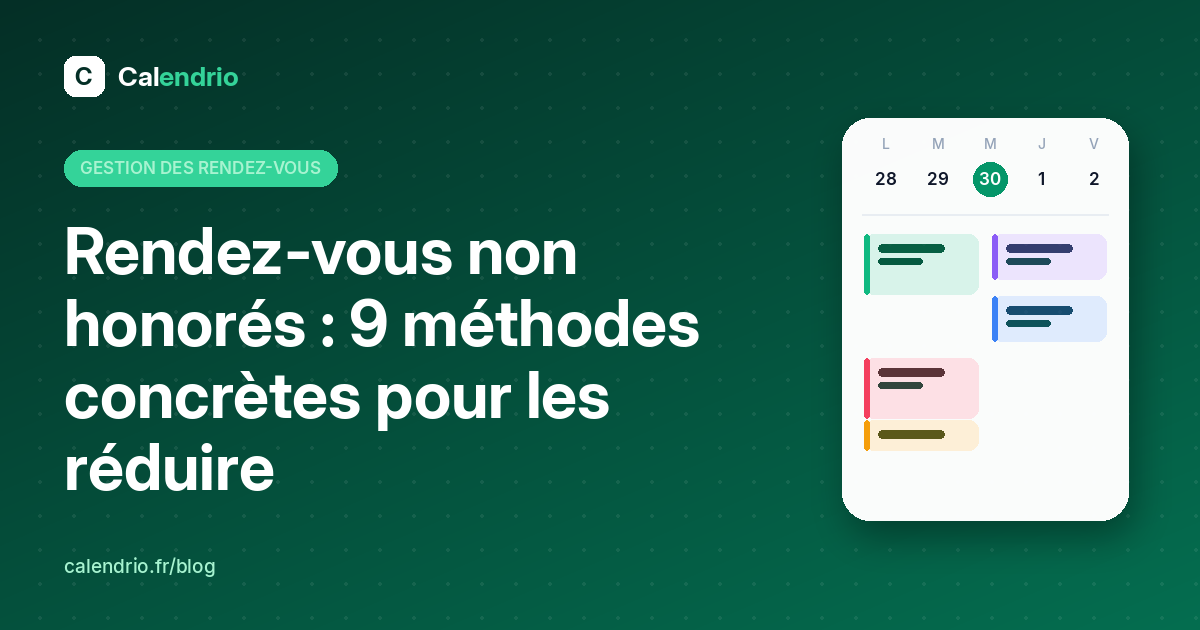 Agenda de rendez-vous avec des créneaux confirmés : réduire les rendez-vous non honorés