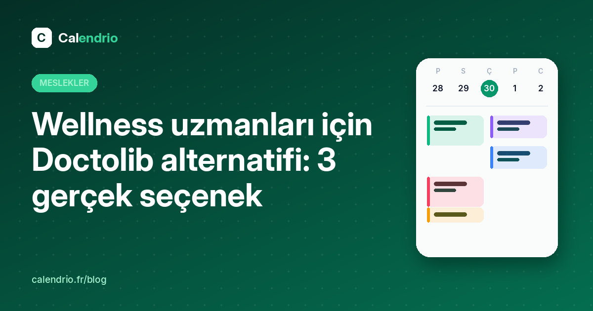 Kapak: wellness uzmanları için Doctolib alternatifi, haftalık randevu ajandasıyla