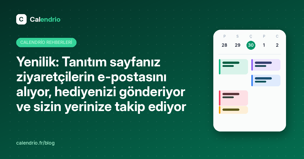 Kapak: Calendrio tanıtım sayfanızda e-posta formu ve hoş geldin hediyesi